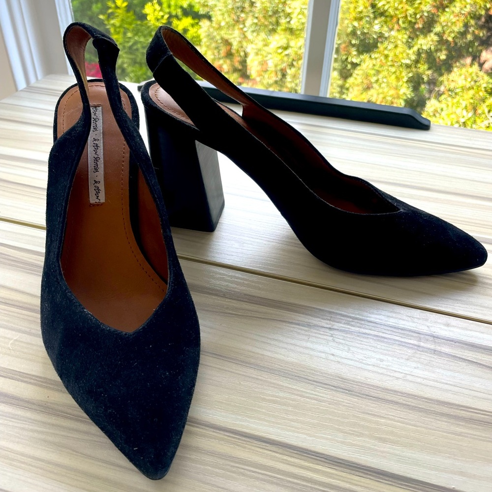 Pointed sling back heels